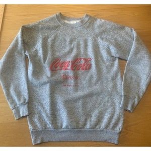 Vintage Coca Cola Puffy Logo Gray Sweatshirt Tultex Usa Size Adult XL